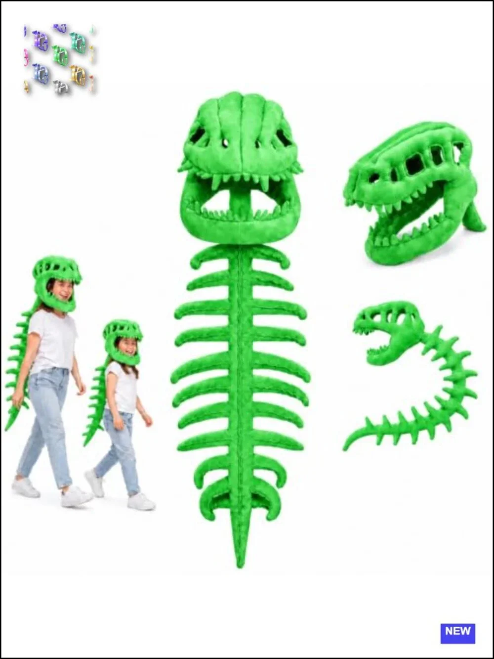 3D Dinosaur Skeleton Costume Spinosaurus Plush Halloween Cosplay Party Dress Up